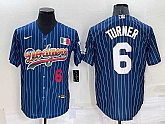 Los Angeles Dodgers #6 Trea Turner Number Rainbow Blue Red Pinstripe Mexico Cool Base Nike Jersey,baseball caps,new era cap wholesale,wholesale hats
